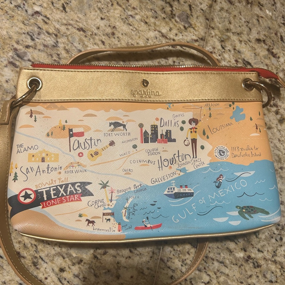Texas Spartina 449 crossbody purse. AS IS BROKEN ZIPPER. Still a great bag! - Picture 5 of 7